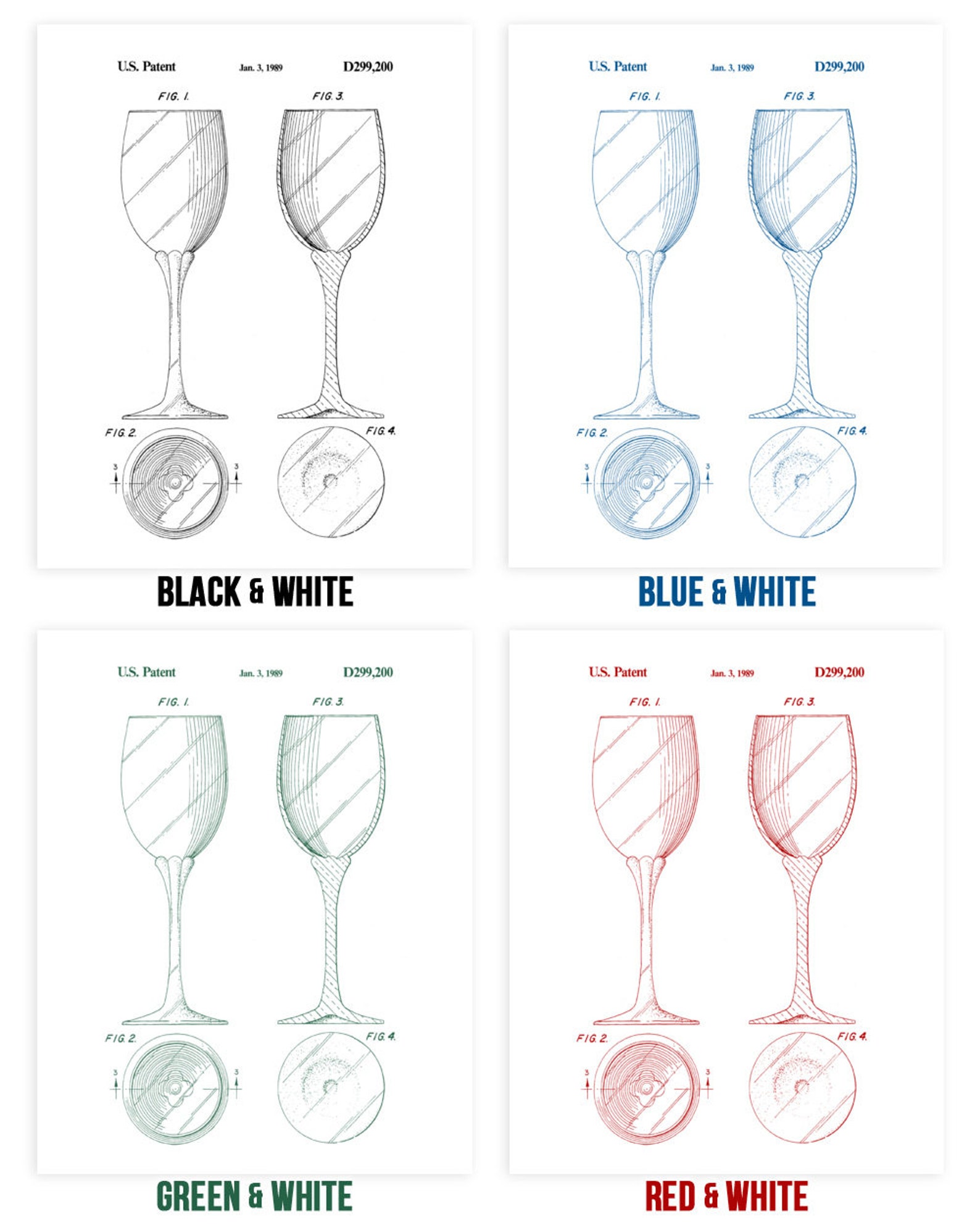 Stemmed Wine Glass Poster Print Bartender Gift Wine Bar Etsy