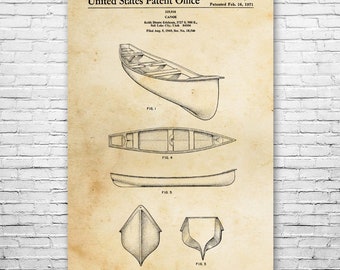Kayak Canoe Patent Print Poster, Boat Decor, Fishing Gifts, Cabin Decor, Fishing Wall Art, Outdoorsman Gifts, Lake House Decor, Dad Gifts
