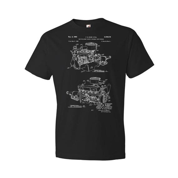 【COLOR iN ID】Motor sporty banding T-shirt Slant Six Engine Patent Shirt, Mechanic Gift, Race Car Tee