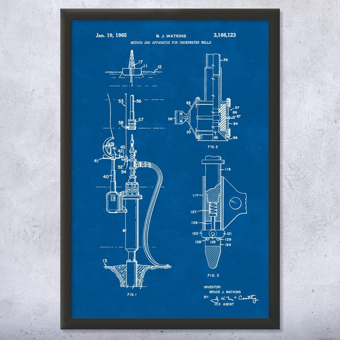 Underwater Wellhead Patent Art Print: Roughneck Gift, Well Head ...
