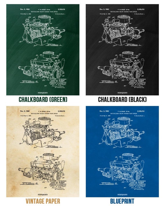 Chrysler 220 Slant Six Engine Poster Print Mechanic Gift Auto Enthusiast