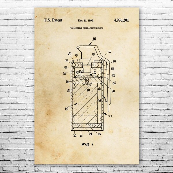 Flash Bang Grenade Poster Print, SWAT Team, Soldier Gift, Flashbang Blueprint, Police Decor, Marine Gift, Military Wall Art, Veteran Gift