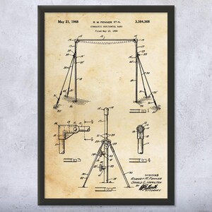 Gymnastics Horizontal Bar Patent Wall Art | Poster, Canvas or Framed | Acrobat Art, Gymnastics Gifts, Gym Decor, Gifts For Gymnasts
