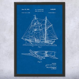 Model Sailing Ship Patent Wall Art | Poster, Canvas or Framed | Boat ...