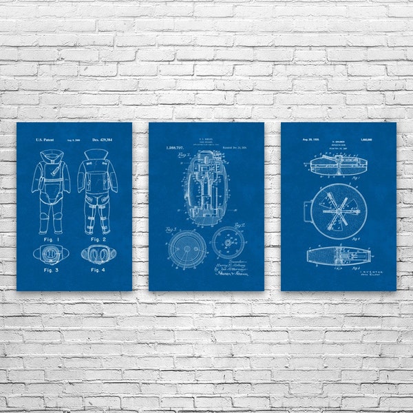 EOD Military Patent Posters Set of 3, EOD Technician Gift, Law Enforcement Art, Soldier Gift, Blast Suit Blueprint, Veteran Gift, Army Decor