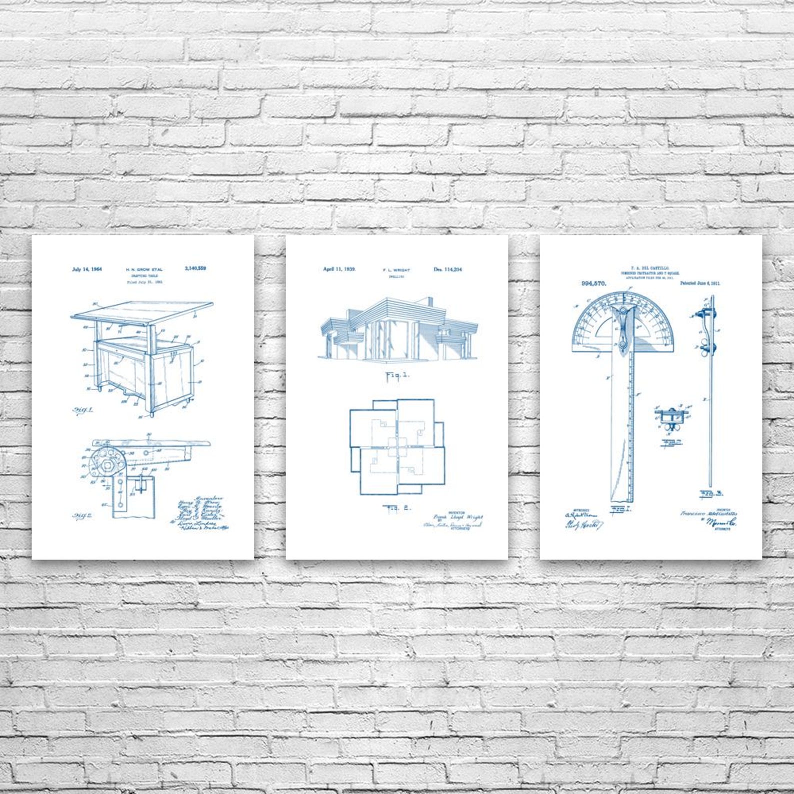 Architect Patent Wall Art Set of 3: Structural Engineer, Architect Gift ...