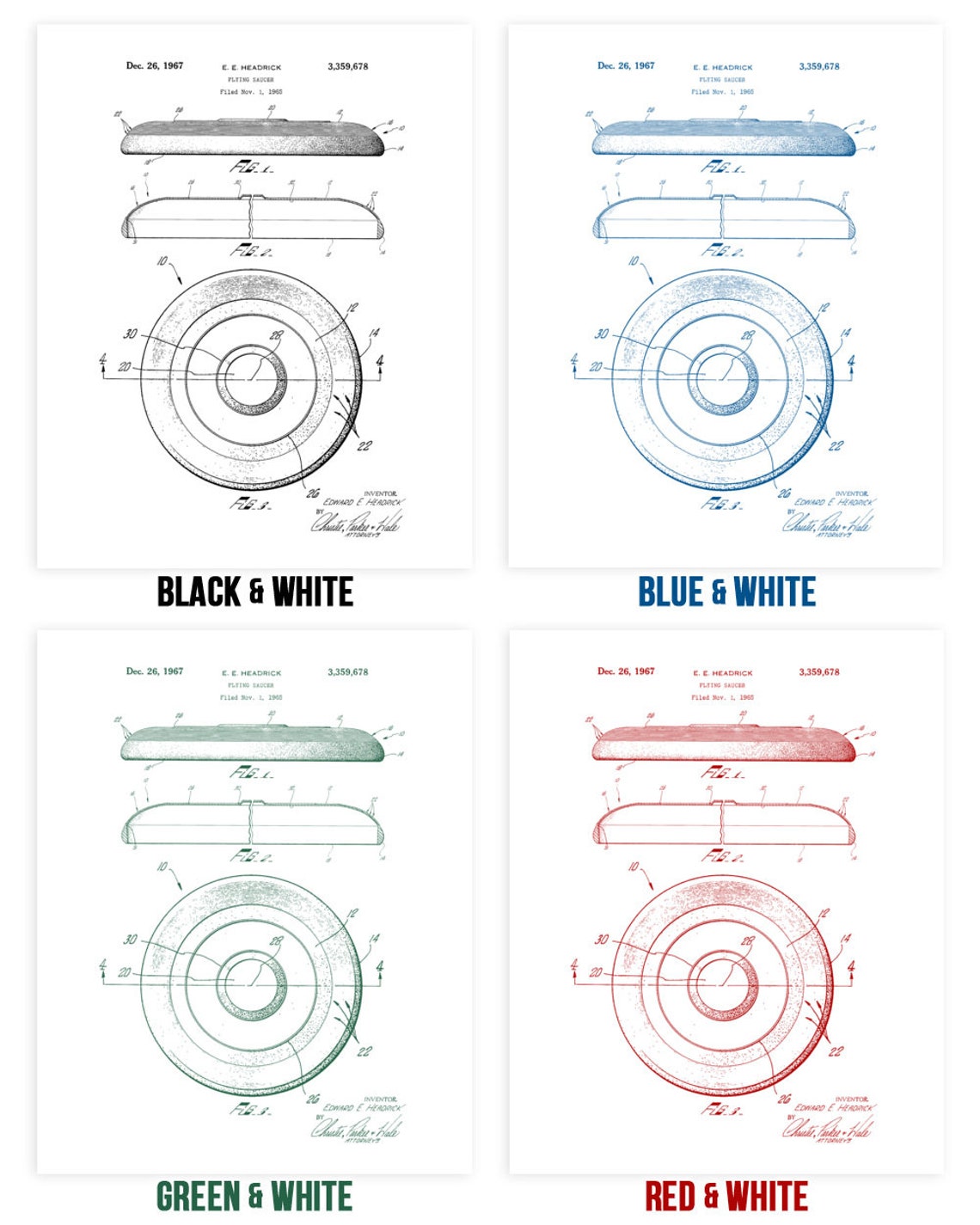 Disc Golf Patent Prints Set of 2 Disc Golf Gifts Disc Golf Etsy