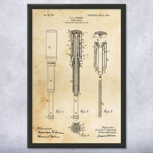 Push Drill Patent Wall Art | Poster, Canvas or Framed | Woodworking Decor, Drill Blueprint, Carpentry Wall Art, Handyman Gift, Workshop Art
