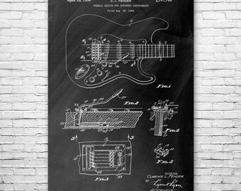 Electric Guitar Patent Print Poster, Gifts For Men, Guitar Art, Guitar Player Gifts, Music Wall Art, Teacher Gifts, Classroom Decor