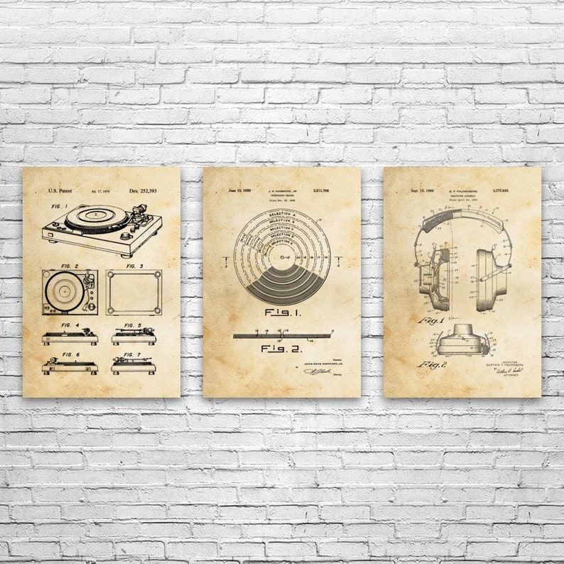 Audiophile Home Entertainment Recording Studio Dj Gifts Vinyl Record Music Lover Gift Spinning Hip Hop DJ Posters Set of 3 Producer