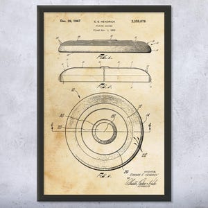 Disc Golf Disc Patent Wall Art | Poster, Canvas or Framed | Disc Golf Art, Man Cave Decor, Disc Golf Posters, Garage Art, Disc Golf Gifts