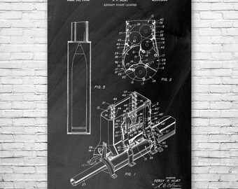 Aircraft Rocket Launcher Poster Print, Veteran Gift, Military Decor, Airman Gift, Air Force Art, Pilot Gift, War History, Teacher Gift