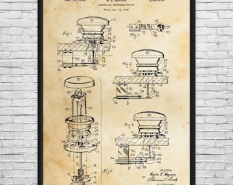 Pinball Pop Bumber Patent Art Print: Arcade Wall Art, Pinball Blueprint