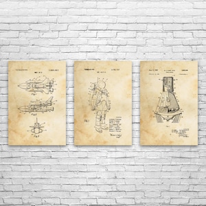NASA Space Patent Wall Art Set of 3 | Poster, Canvas or Framed | Astronaut Gift, Astronomy Lover, Space Shuttle Art, NASA Wall Art
