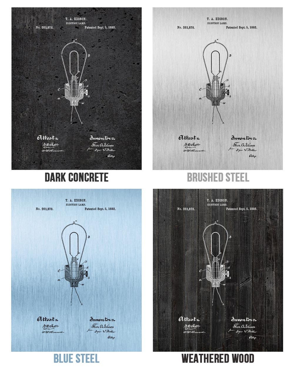 Edison Light Bulb Poster Print Lightbulb Blueprint Engineer | Etsy