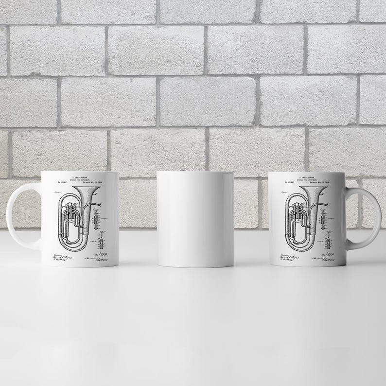 Concert Tuba Patent Mug, Teacher Gifts, Musician Gifts, Music Mugs