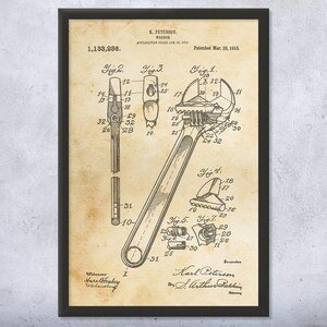 Crescent Wrench Patent Wall Art | Poster, Canvas or Framed | Handyman Gift, Auto Mechanic, Workshop Art, Repair Shop Decor, Repairman Gift