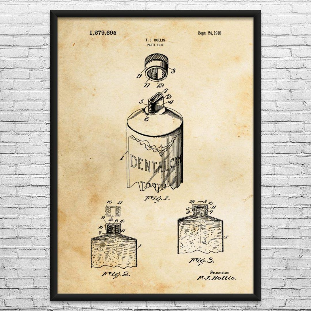 Toothpaste Patent Art Print: Restroom Decor, Dentist Gift - Etsy