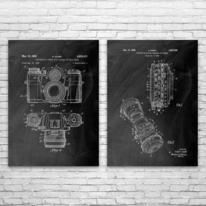 Photography Patent Wall Art Set of 2 | Poster, Canvas or Framed | Photographer Gift, Camera Decor, Camera Blueprint, Office Decor, Dad Gifts