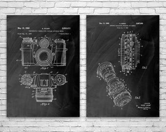 Photography Patent Wall Art Set of 2 | Poster, Canvas or Framed | Photographer Gift, Camera Decor, Camera Blueprint, Office Decor, Dad Gifts