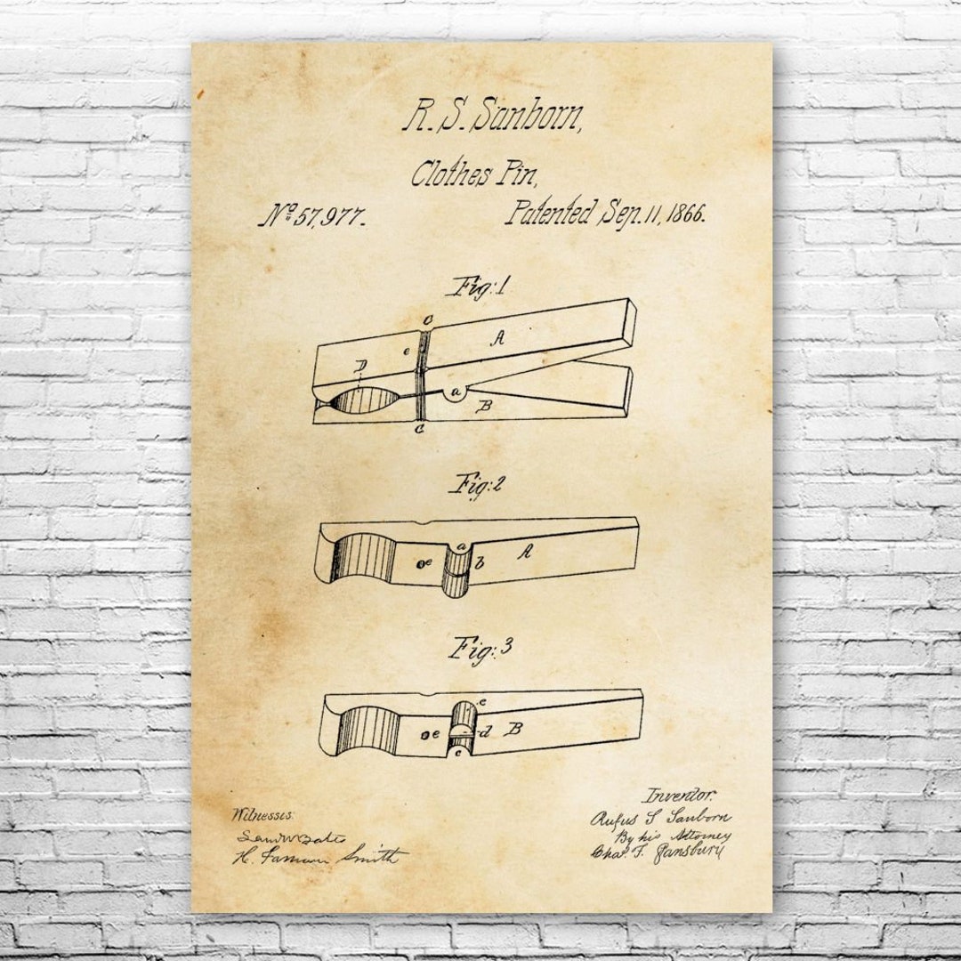 Clothes Pin Poster Print, Laundry Room Art, Housekeeper Gift, Farmhouse