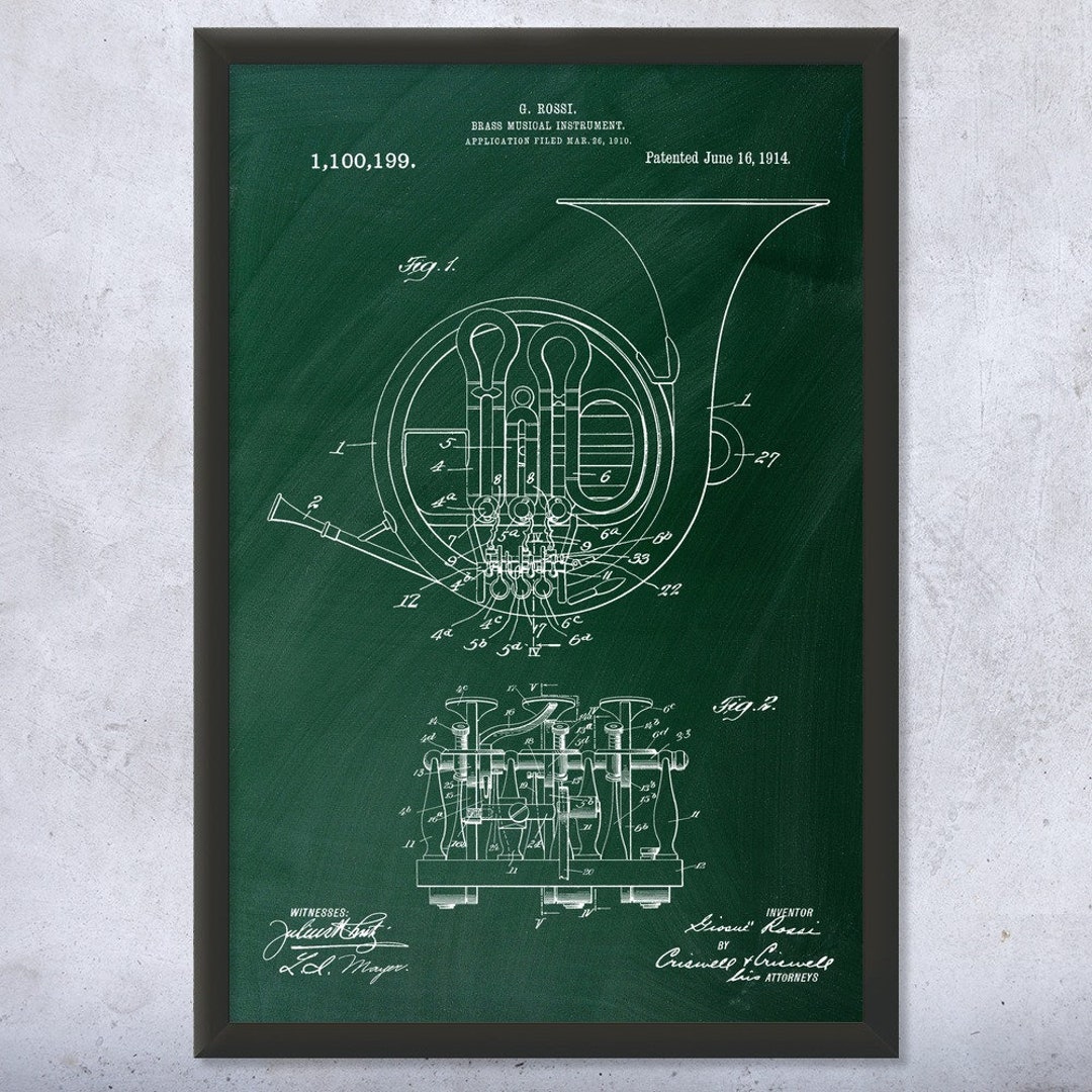 Framed French Horn Wall Art Print, French Horn Design, Music Teacher