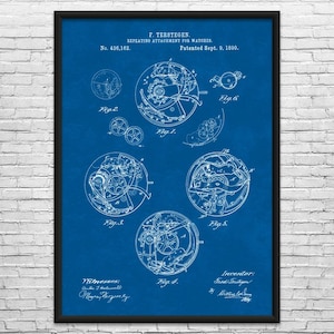 Watch Repeating Mechanism Patent Art Print: Watchmaker Gift, Jewelry Store Art Blueprint