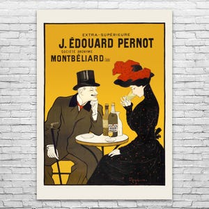 Arte mural vintage con anuncio de absenta de Edouard Pernot: decoración de bar, regalo para camarero