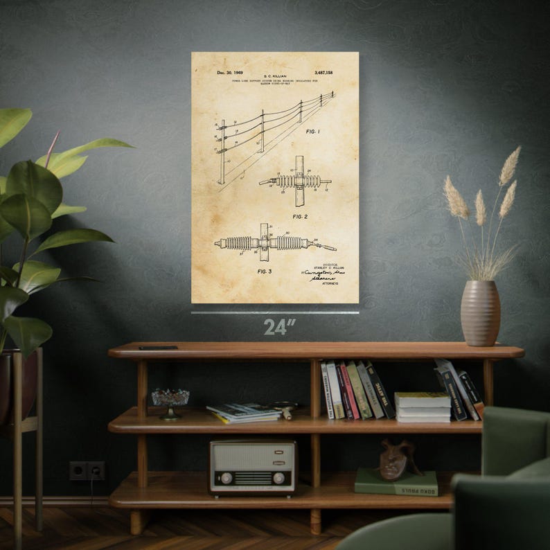 Power Lines Patent Art Print: Journeyman Gift, Powerline Tech image 4