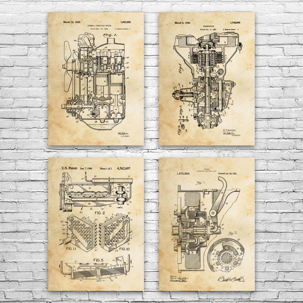 Henry F. Automotive Patent Wall Art Set of 4: Automotive Engineer, Car ...