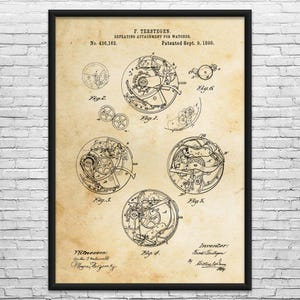 Watch Repeating Mechanism Patent Art Print: Watchmaker Gift, Jewelry Store Art Vintage Paper