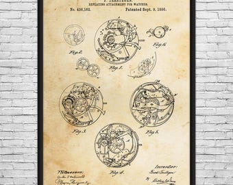 Watch Repeating Mechanism Patent Art Print: Watchmaker Gift, Jewelry Store Art