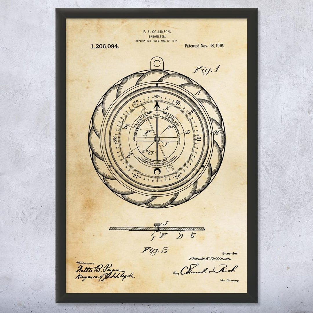 Barometer Guage Patent Art Print: Meteorology Student, Meteorologist ...