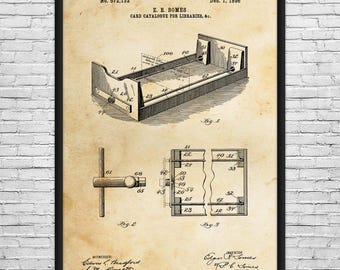 Card Catalog Patent Art Print: Librarian Gifts, Library Decor