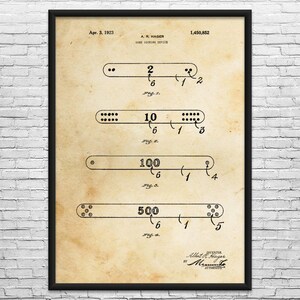 Mahjong Scoring Sticks Patent Art Print: Board Game Art, Play Room Decor