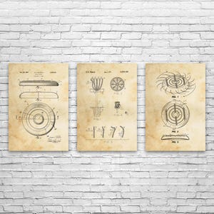 Disc Golf Patent Wall Art Set of 3 | Poster, Canvas or Framed | Disc Golf Art, Man Cave Decor, Disc Golf Posters, Garage Art, Sports Posters