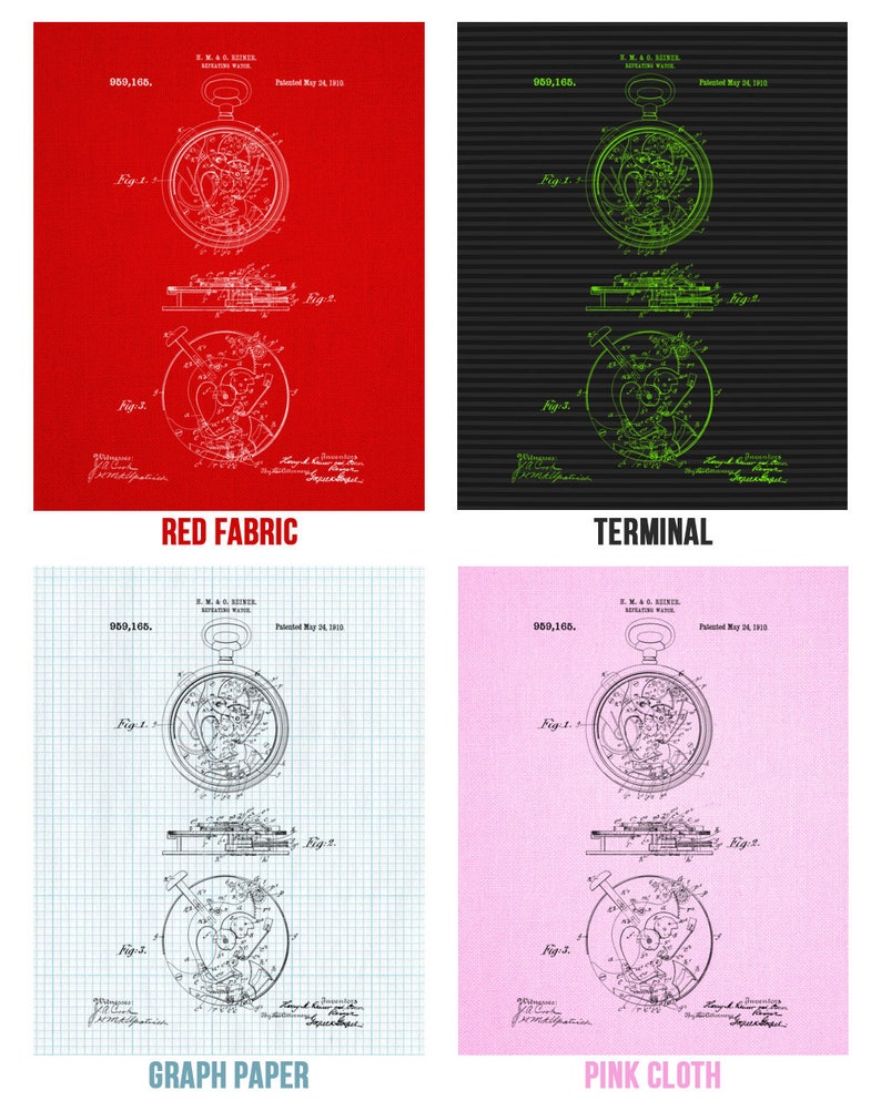 Mechanical Pocket Watch Poster Print Watch Blueprint - Etsy