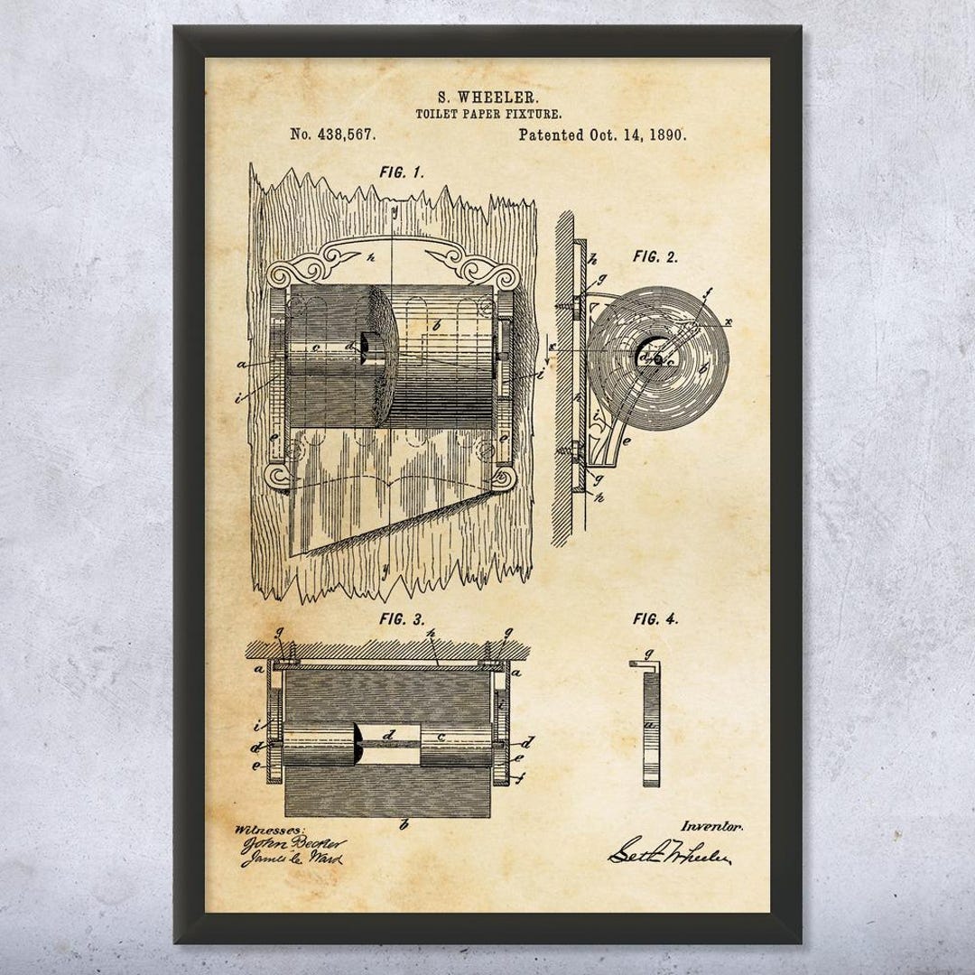 Toilet Paper Fixture Patent Wall Art | Poster, Canvas or Framed ...