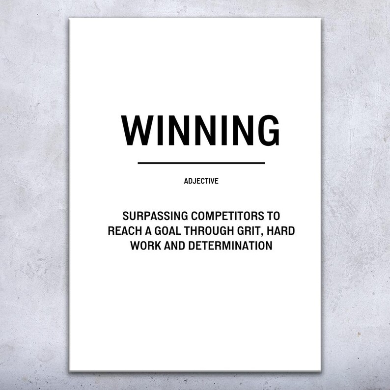 Winning Definition Wall Art Bold Poster, Canvas or Framed Office Decor