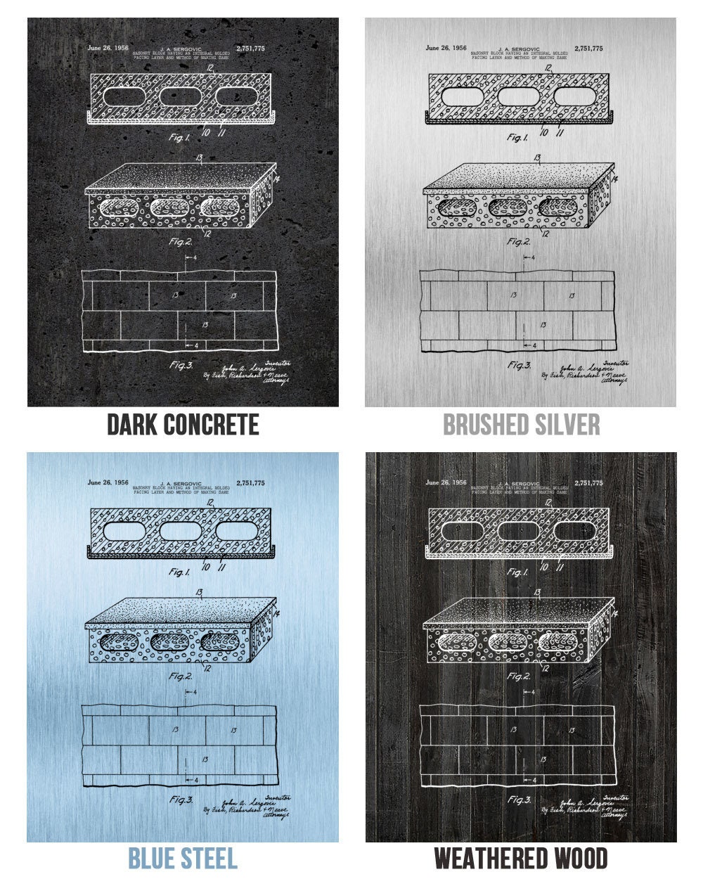  Cinder Block Poster Print, Brick Layer Gift, Construction  Worker, Contractor Gifts, Masonry Art, Carpenter Gift Blueprint (12 inch x  18 inch): Posters & Prints