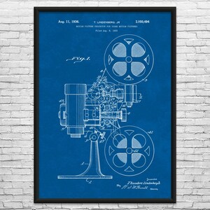 Film Projector Patent Art Print: Actor Gift, Filmmaker Blueprint