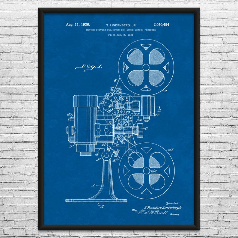 Film Projector Patent Art Print: Actor Gift, Filmmaker Blueprint