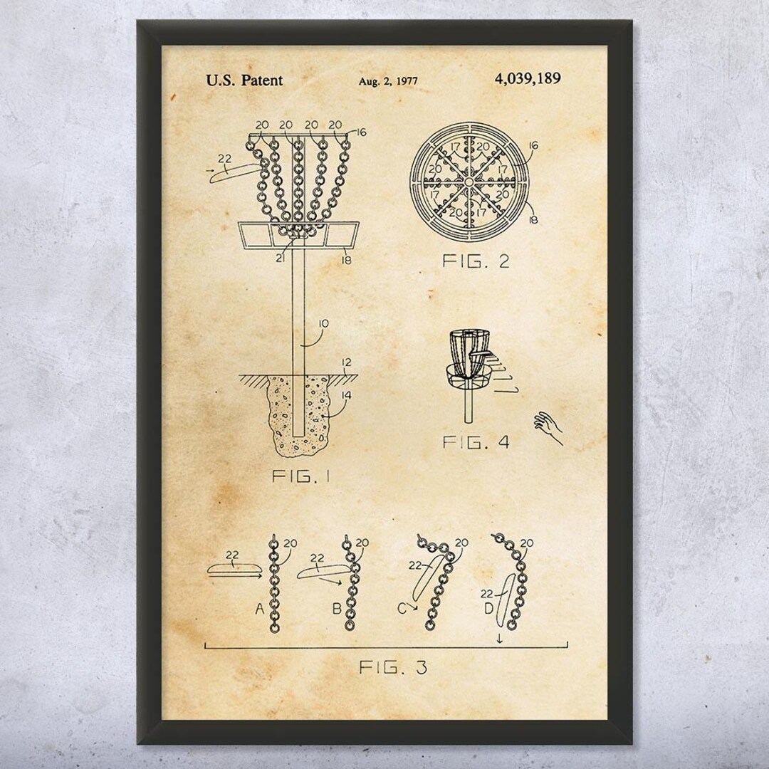 Disc Golf Goal Patent Wall Art Poster, Canvas or Framed Disc Golf Art