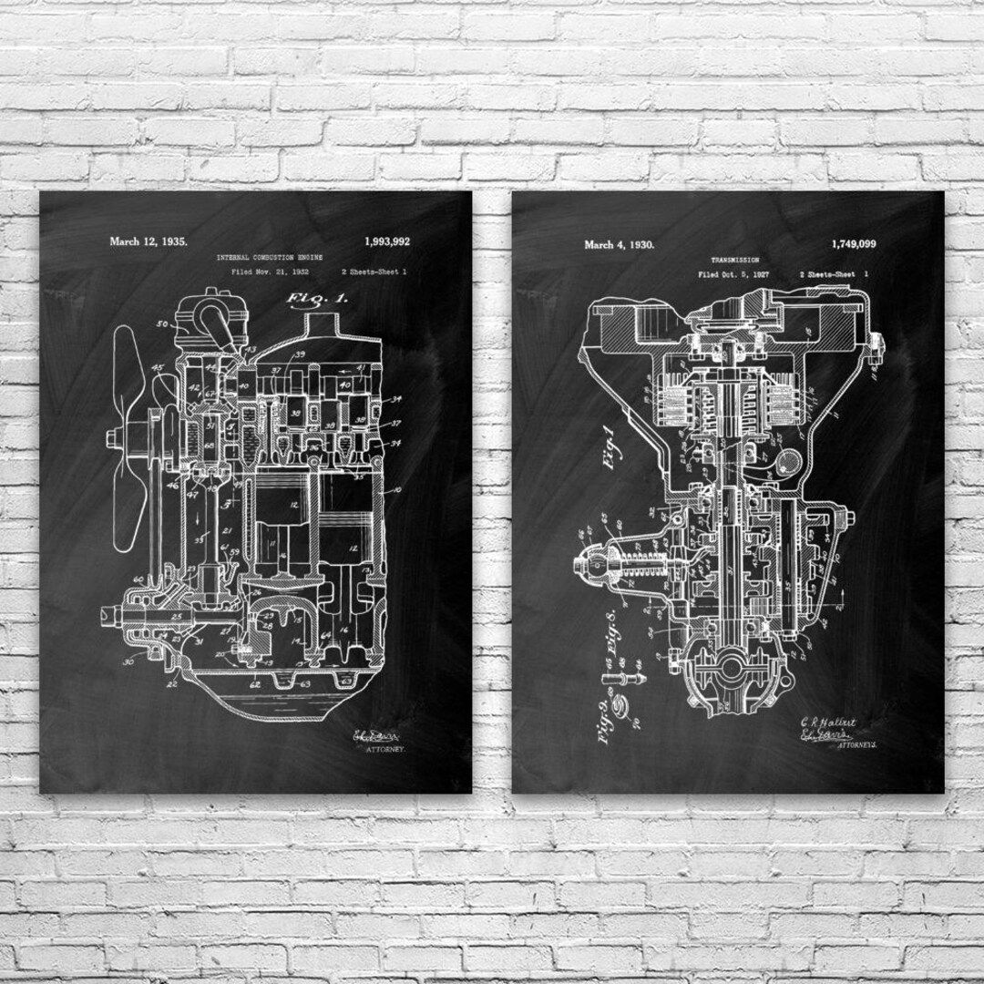 Henry F. Automotive Patent Wall Art Set of 2: Automotive Engineer, Car ...