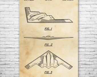 B-2 Stealth Bomber Poster Print, Air Force Art, Pilot Gift, Military Decor, Aviation Gift, Airplane Blueprint, Aerospace Engineer