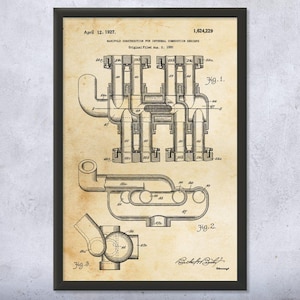 Intake Manifold Patent Wall Art | Poster, Canvas or Framed | Mechanic Gift, Engine Blueprint, Car Lover Gift, Body Shop Art, Mechanical Art