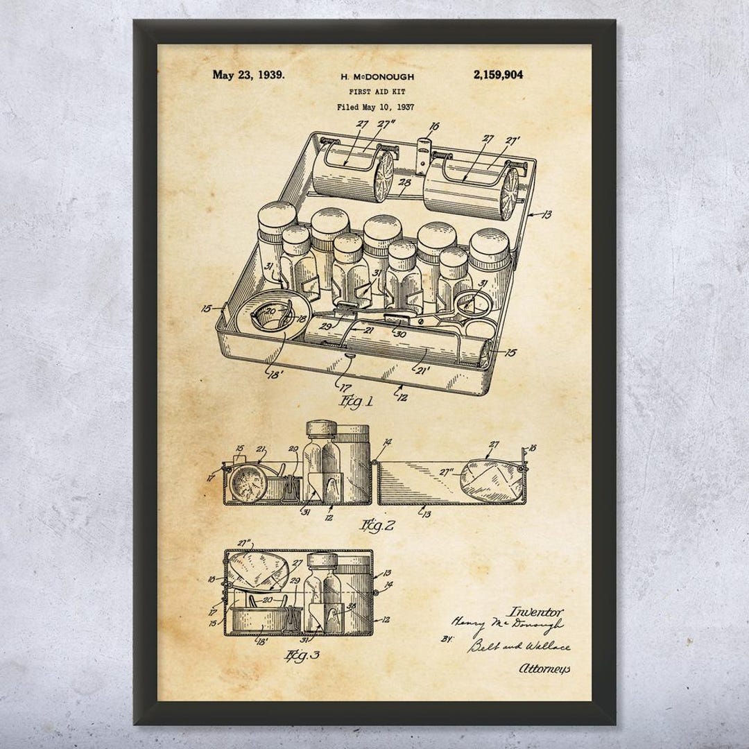 First Aid Kit Patent Wall Art | Poster, Canvas or Framed | Nurse Gift ...