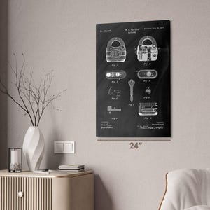 Padlock Patent Art Print: Locksmith Gift, Workshop Decor image 3