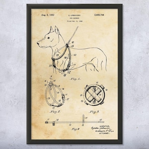 Dog Harness Patent Wall Art | Poster, Canvas or Framed | Dog Lover, Trainer Gifts, Doggy Daycare, Kennel Decor, Groomer Gift, Pet Store Art