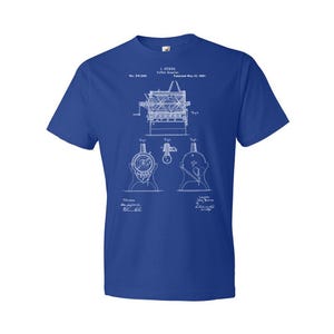 Burns Coffee Roaster Patent T-Shirt: Barista Gift, Coffee Apparel Royal Blue